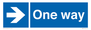 One way with right directional arrow